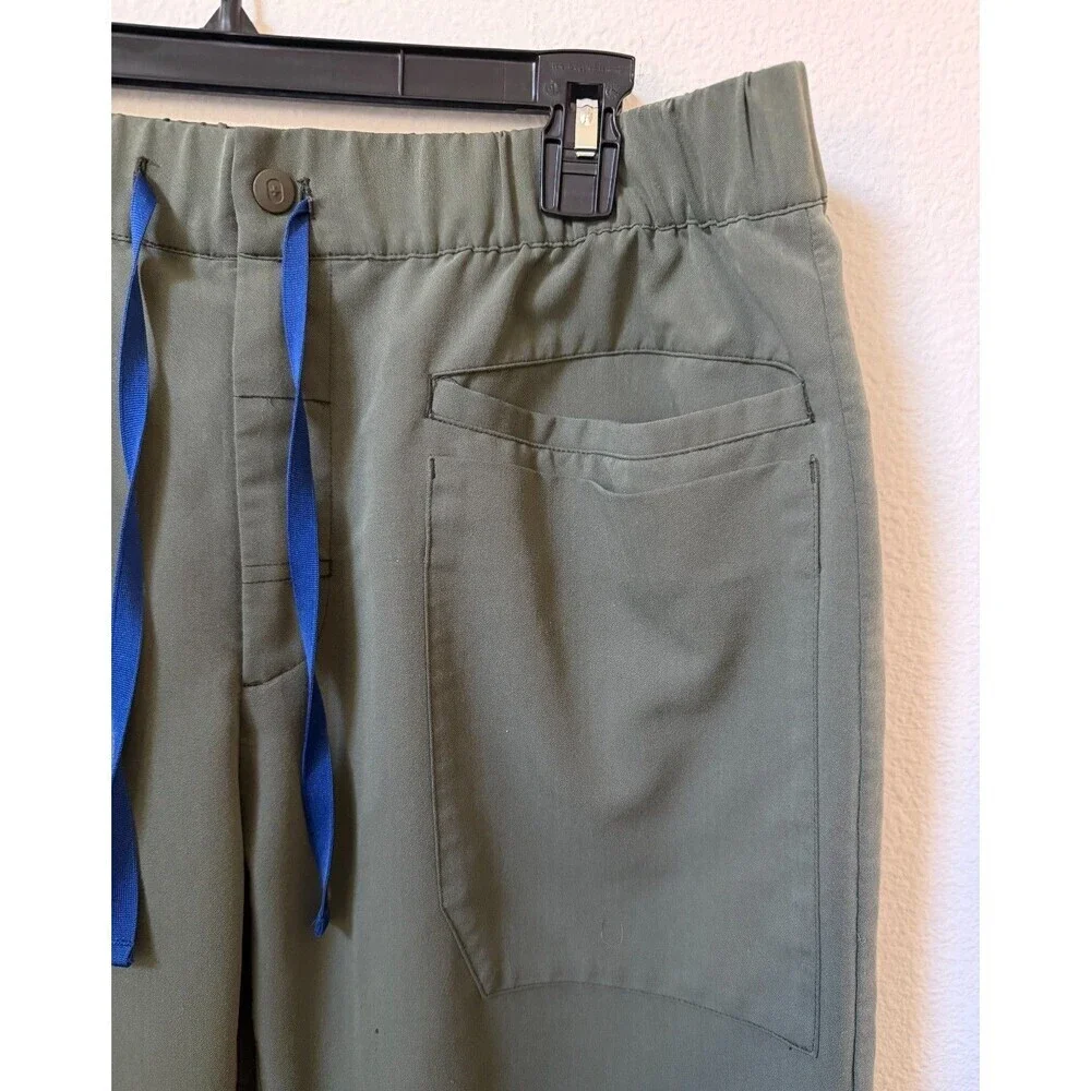 FIGS Green Jogger Scrub Pants with Button and Zipper Elastic Waistband XL